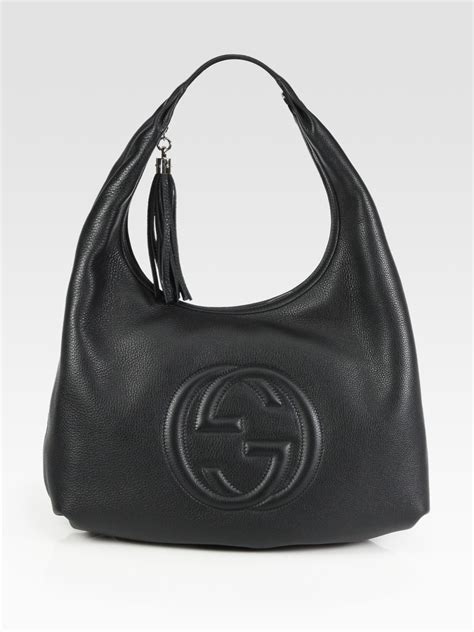 gucci hobo bag soho large black|gucci brown suede hobo bag.